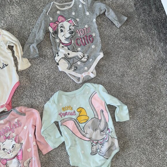 7 Long Sleeve Disney Onesies (Girls 12 months) - Picture 3 of 6